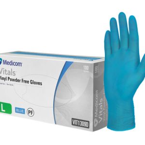 Vitals Blue Vinyl Powder Free Gloves
